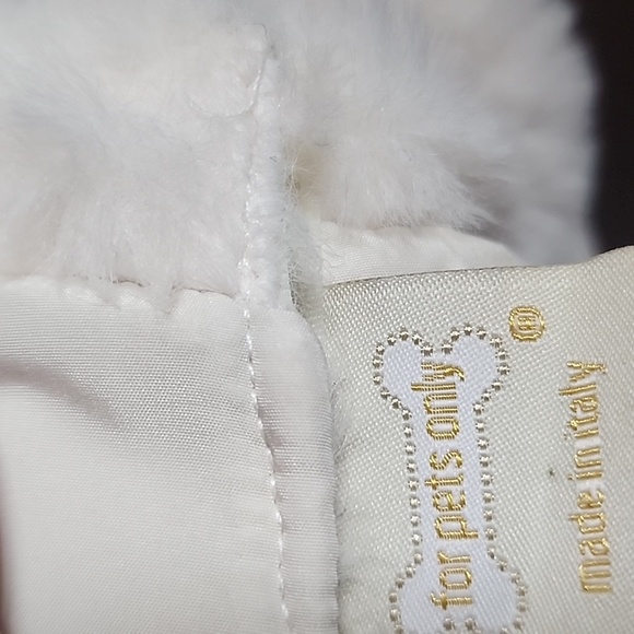 Faux Fur Pet Jacket with Bow and Rhinestones Sz Small Lux - Picture 2 of 6